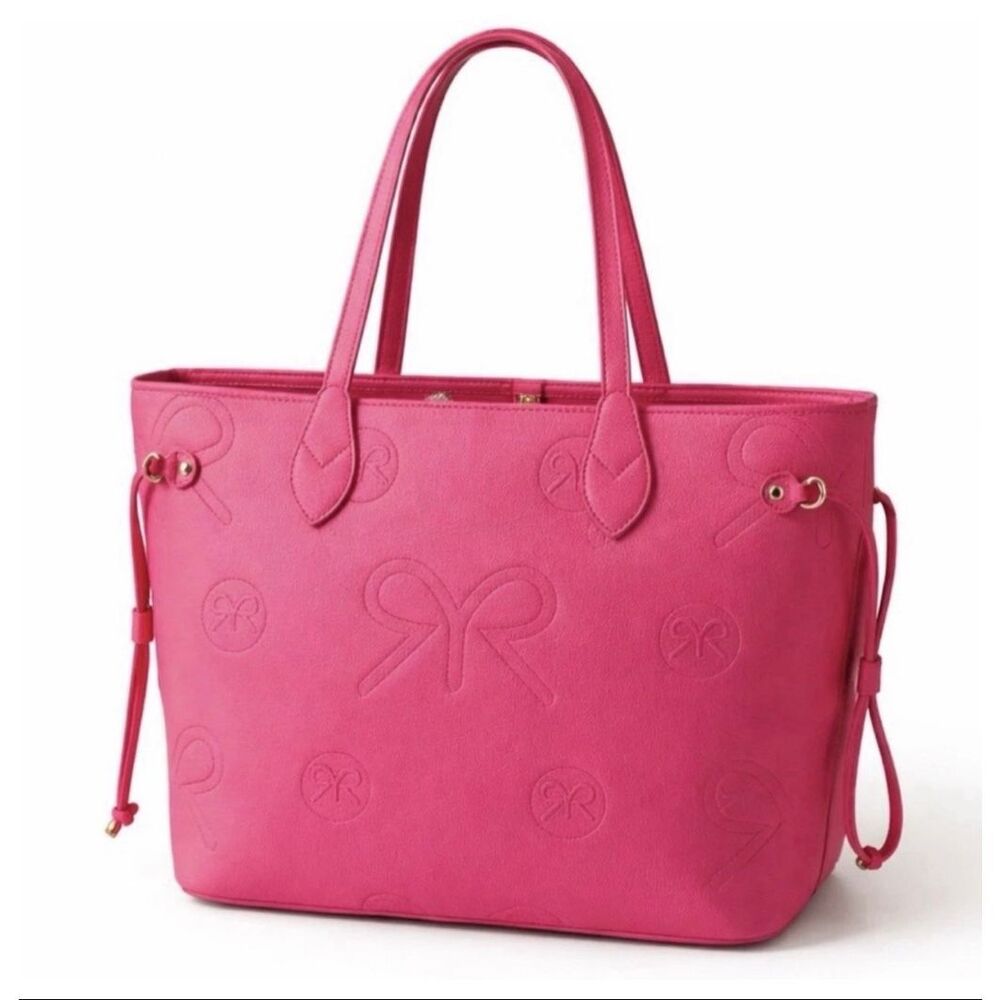 Ruby Ribbon Pink Embossed Tote Bag Nwt Large With Dust bag
